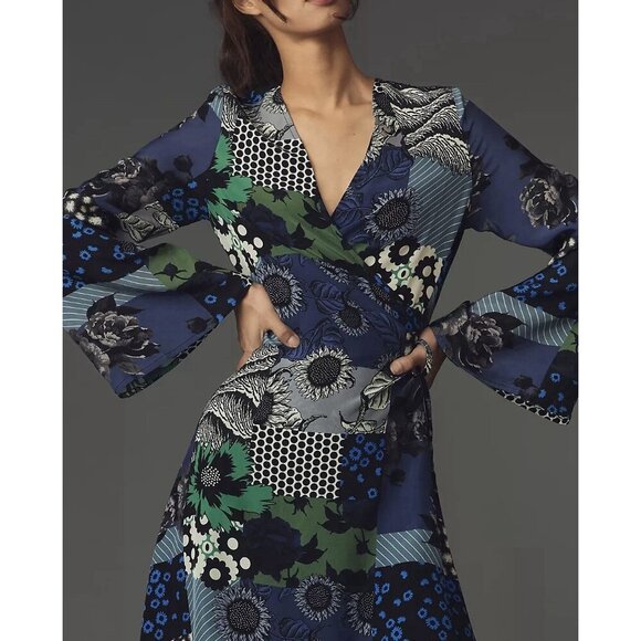 NWT Size M - Anthropologie Dhruv Kapoor Wrap Midi Dress (NWT US$ 228) - Picture 2 of 10